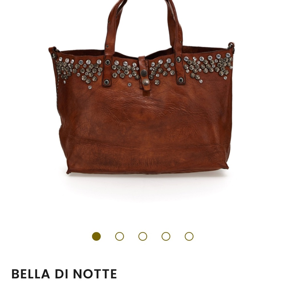 Campomaggi Brown Leather Tote with Ornate Studs